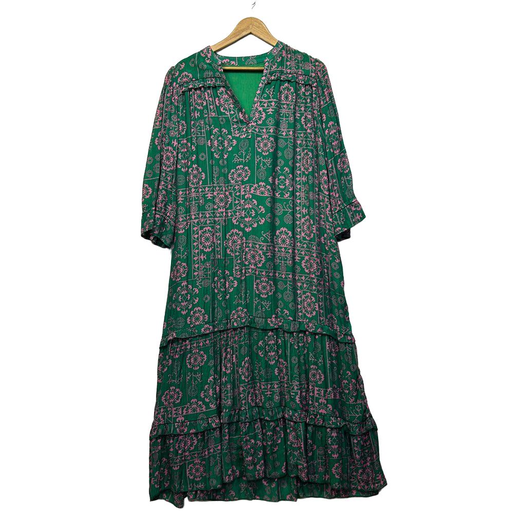 Green Pink Maxi Dress - Size 14/16