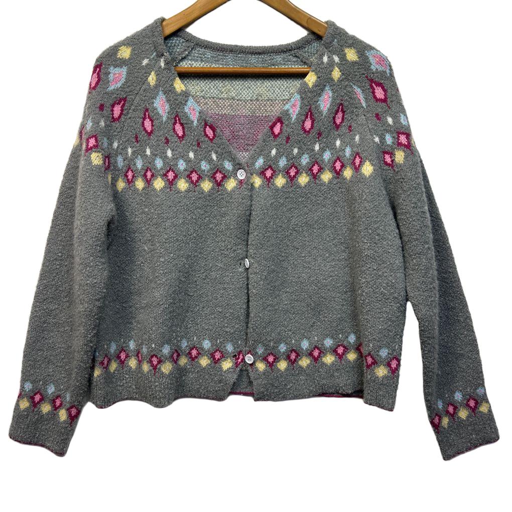 Grey Fairisle Cardigan - Size 18/2XL