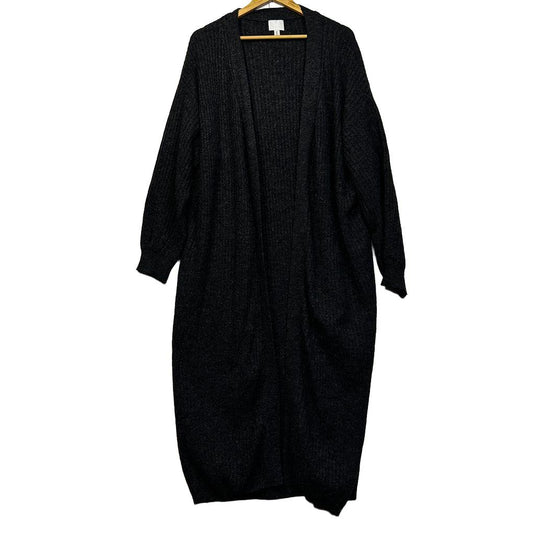 H&M Charcoal Longline Wool Blend Cardigan - Size L