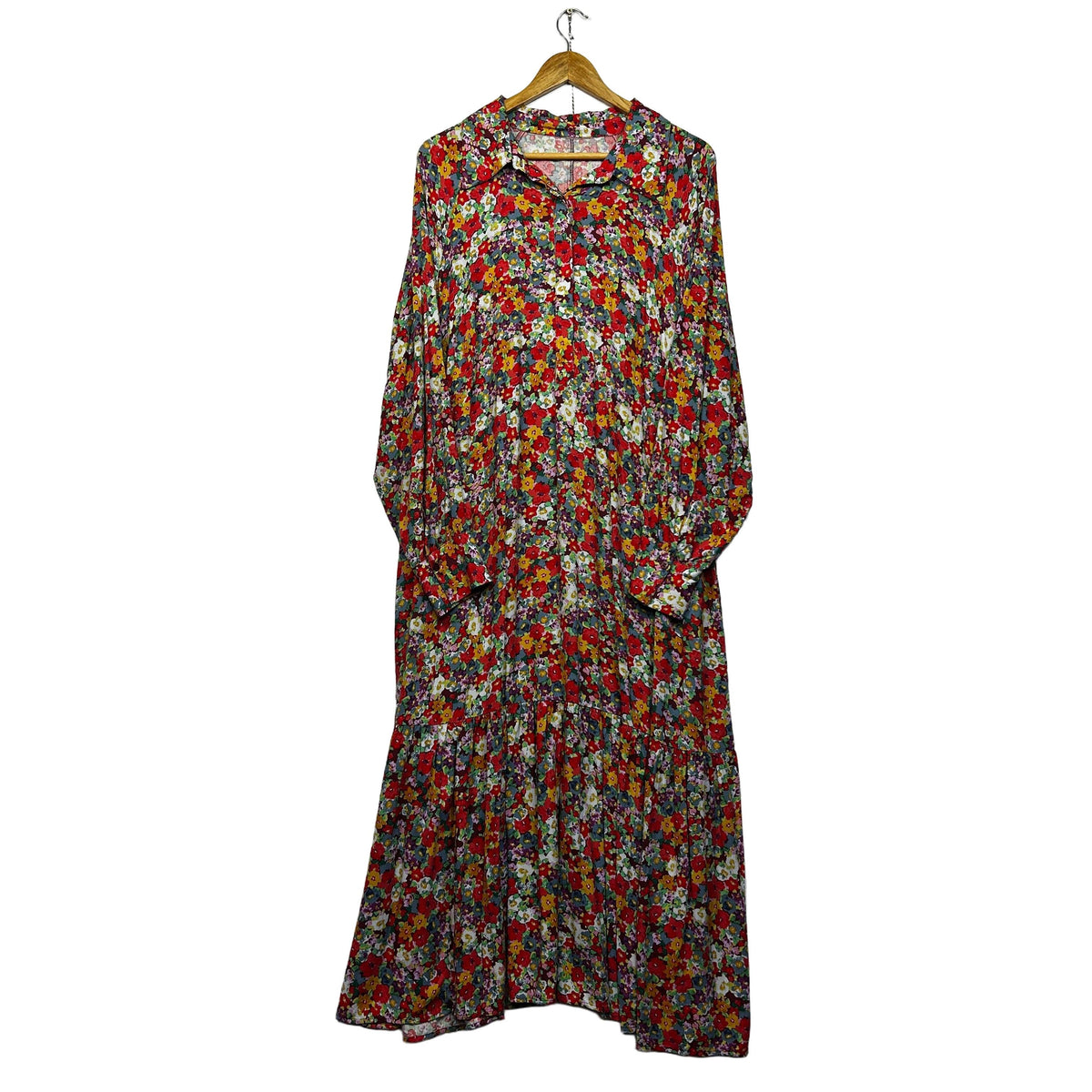 H&M Multicoloured Floral Maxi Shirt Dress - Size XL