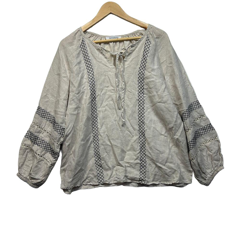 Hammock & Vine Beige Linen Top - Size 14