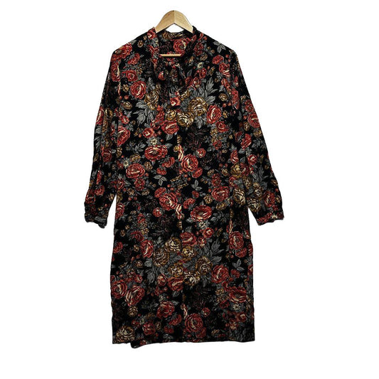 Handmade Black Floral Dress - Size 16/18