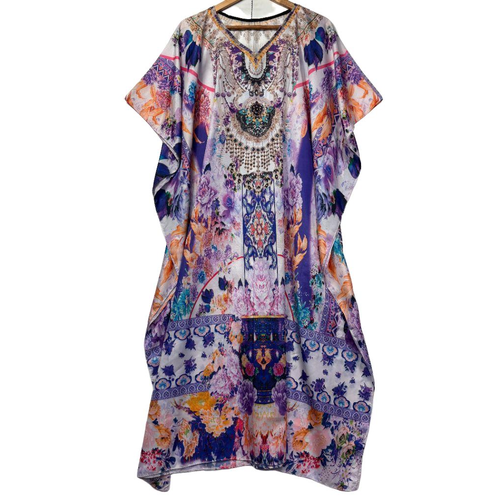 Handmade Multicoloured Embellished Kaftan - Size 14/16/18