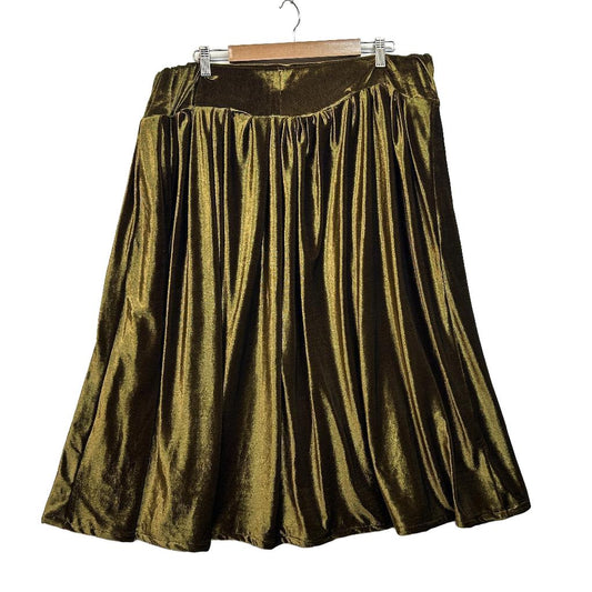 Handmade Olive Velvet Skirt - Size 18/20