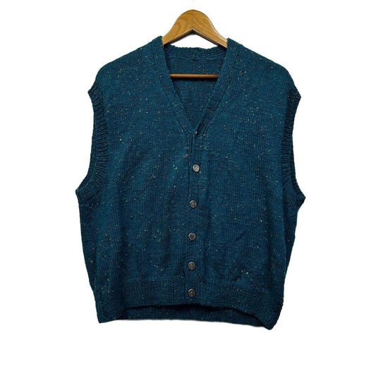 Handmade Teal Speckle Knit Vest - Size 14/16