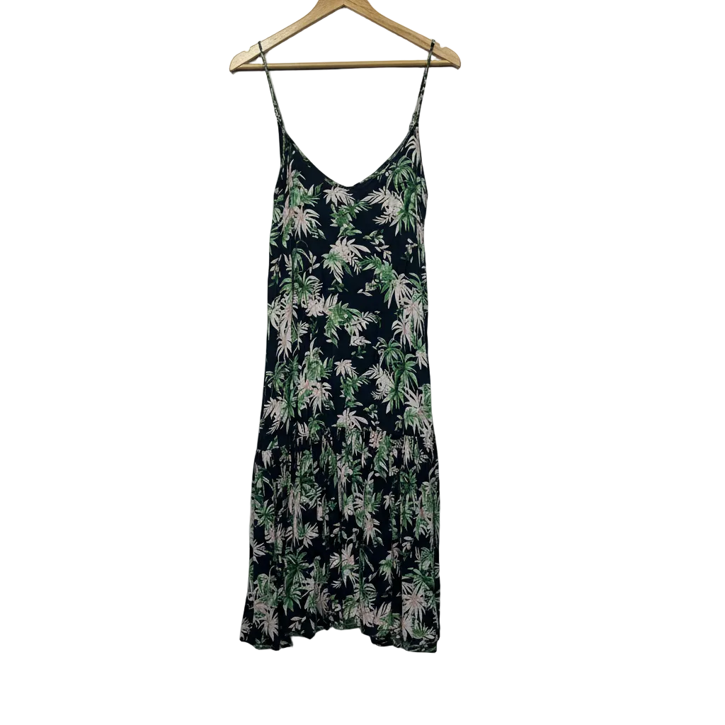 Haven Navy Green and Pink Tropical Print Dress - Size 14