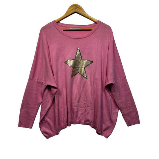 Haven Pink Sequin Star Cotton Jumper - One Size