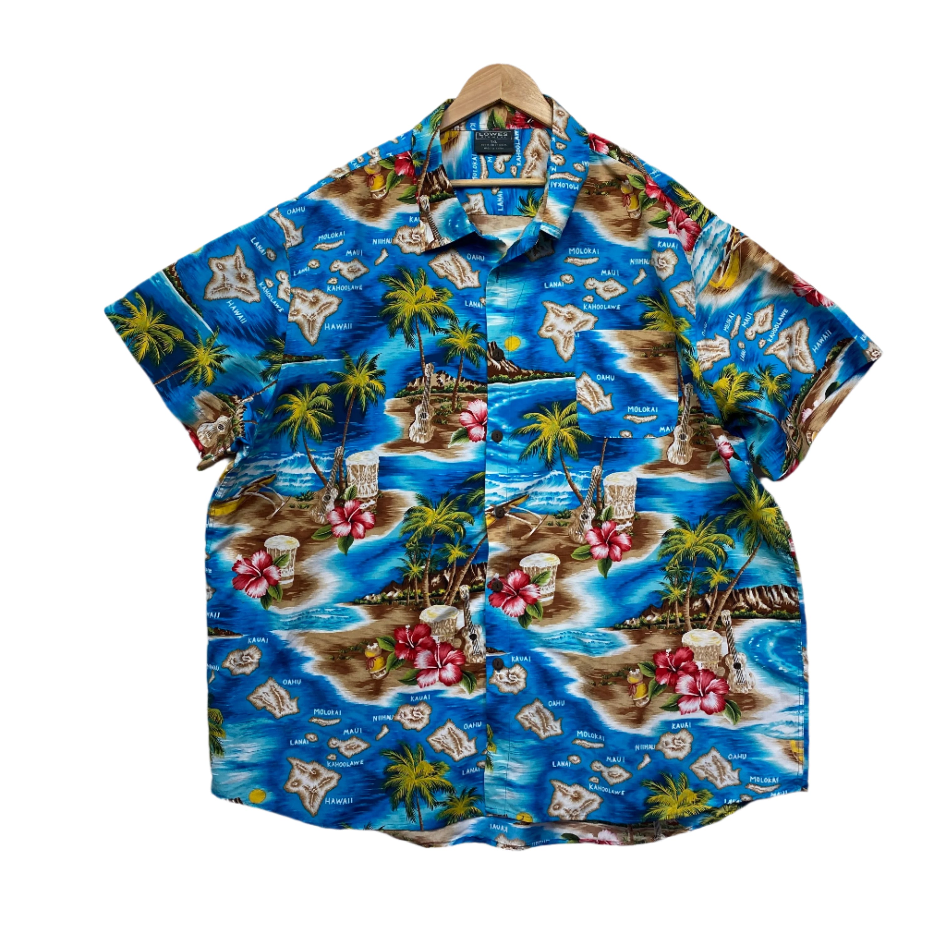 Hawaiian Lowes Men Shirt Size 7XL Short Sleeve Button Holiday Cruise