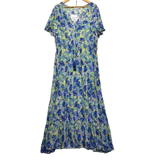 Henry Oscar Blue Floral Maxi Dress - Size 20