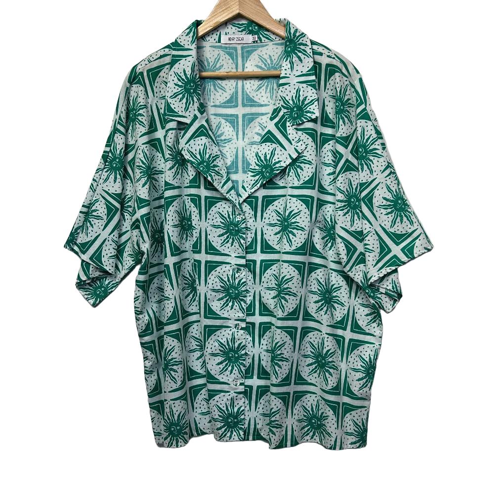 Henry Oscar Green Cotton Shirt - Size 22