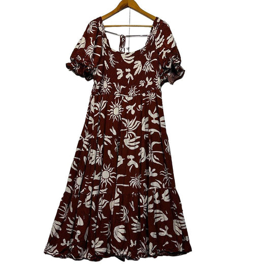 Henry Oscar Rust Floral Plus Size Dress - Size 22-26