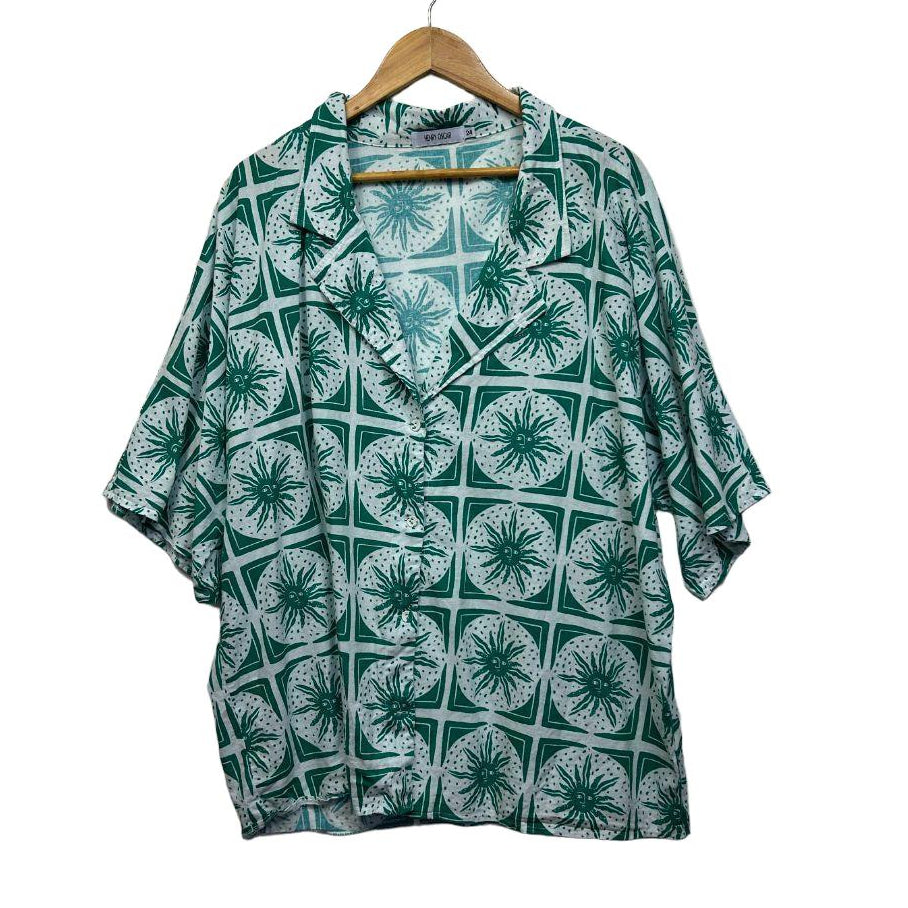 Henry Oscar Green Cotton Top - Size 24