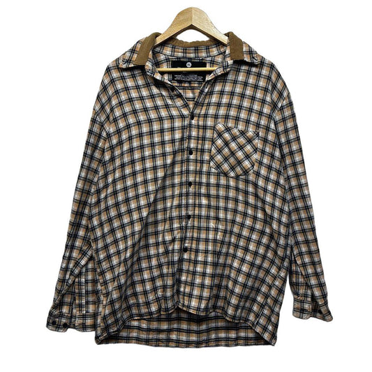 Hinterland Beige Flanelette Check Cotton Shirt - Size XL