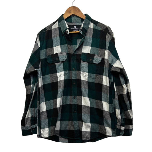 Hinterland Green Check Flannel Cotton Mens Shirt - Size L/14/16