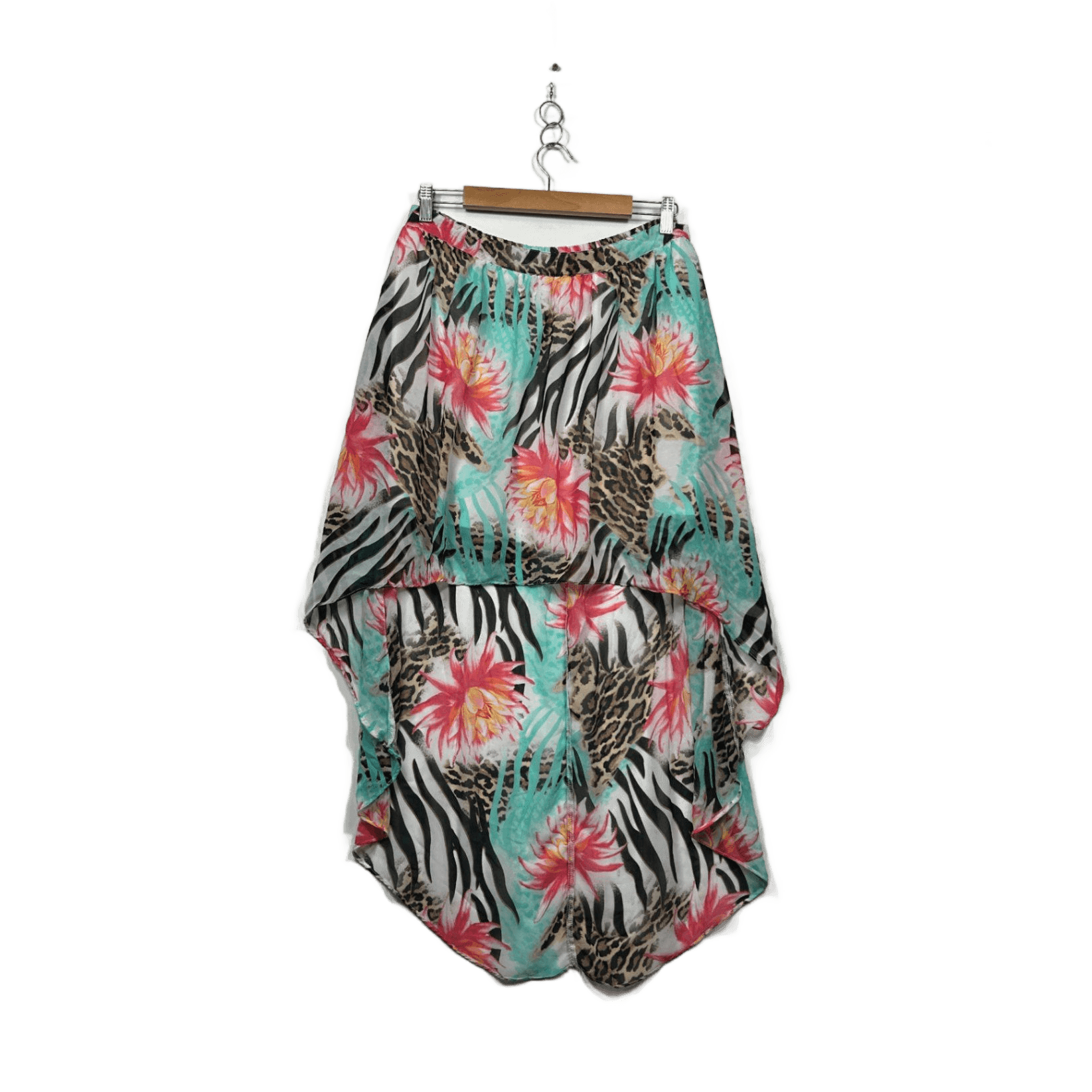 Hot Options Multicoloured Floral High Low Maxi Skirt - Size 14