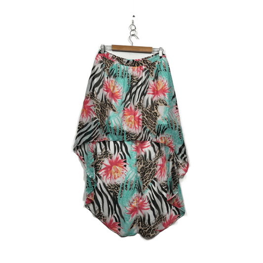 Hot Options Multicoloured Floral High Low Maxi Skirt - Size 14