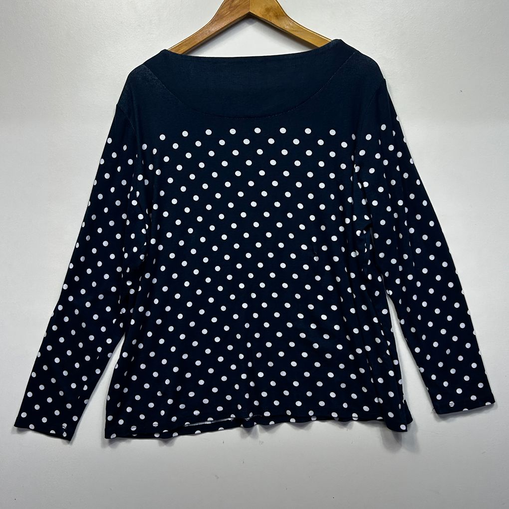 W.Lane Navy Polka Dot Knit Top - Size XL