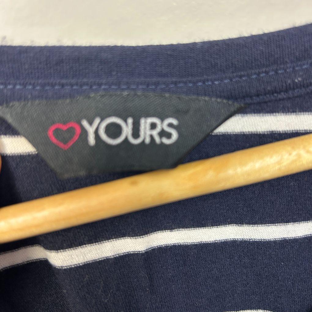 Yours Navy Striped Top - Size 30