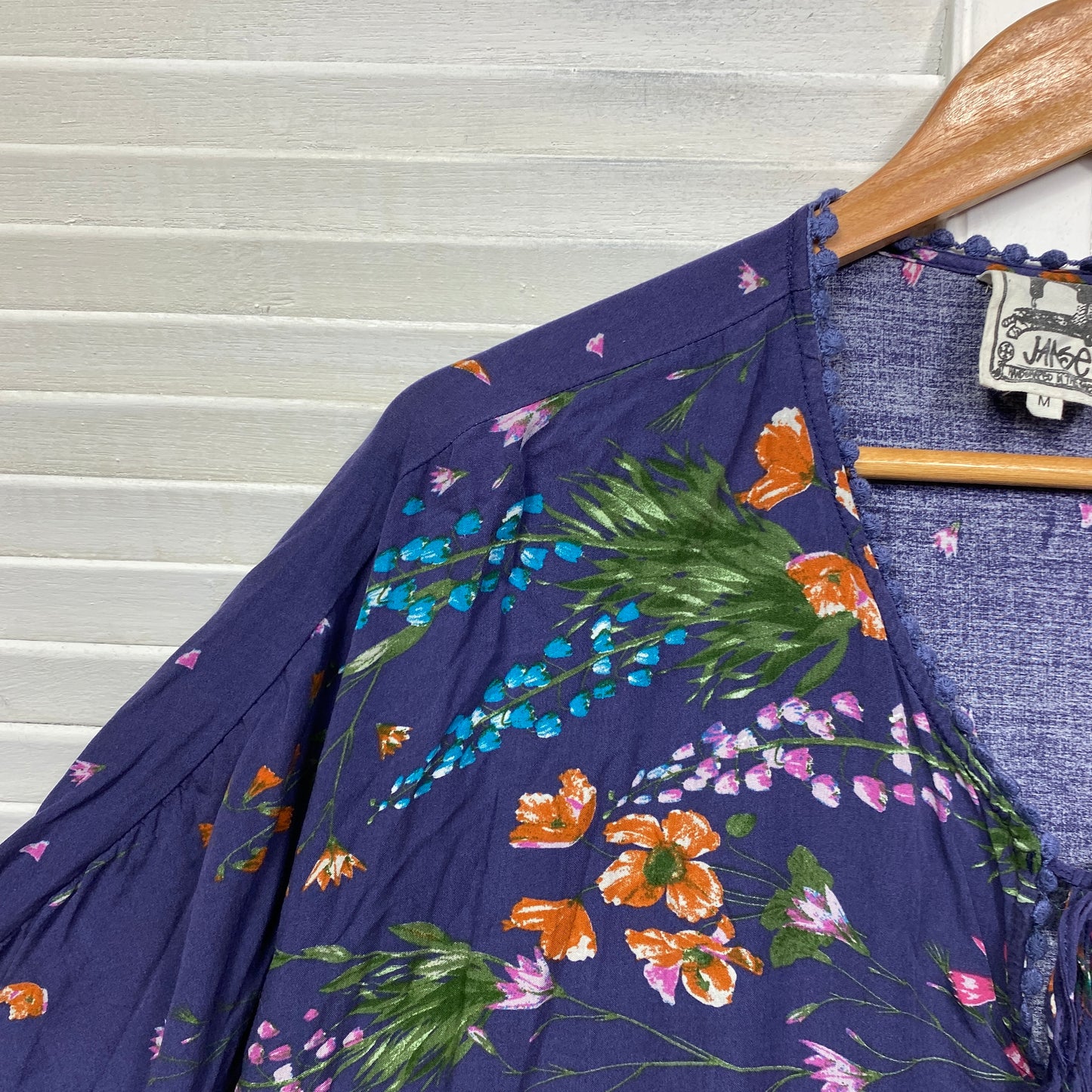 Jaase Boho Top Size 16 18 20 Oversized Purple Floral Smock