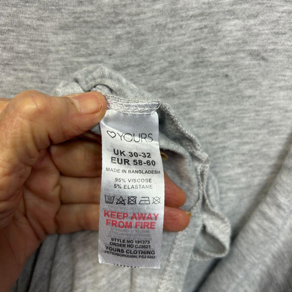 Yours Grey Top - Size 30 (fault)