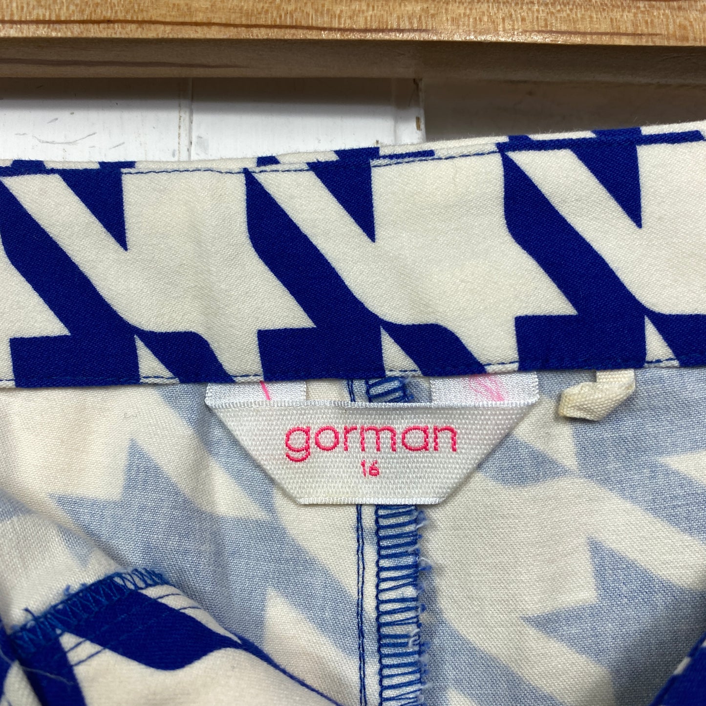 Gorman Pants Size 16 Blue White Checked Cropped