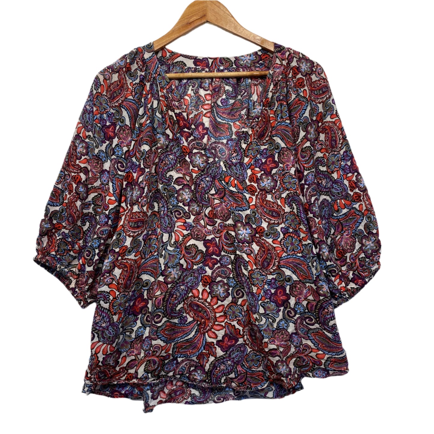 Target Top Size 16 3/4 Sleeve Multicoloured Paisley Print Cotton