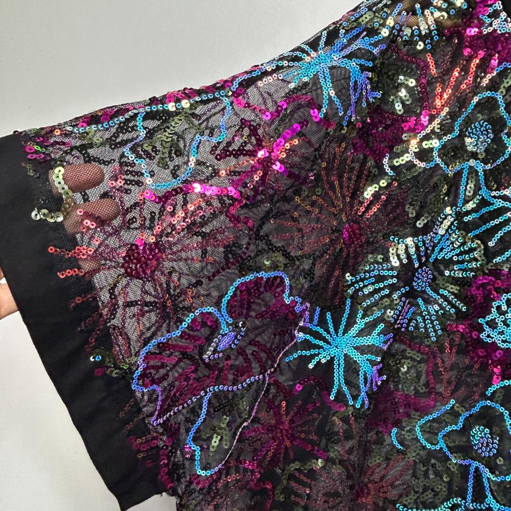 Taking Shape Black Sequin Sheer Top - Size 22-24