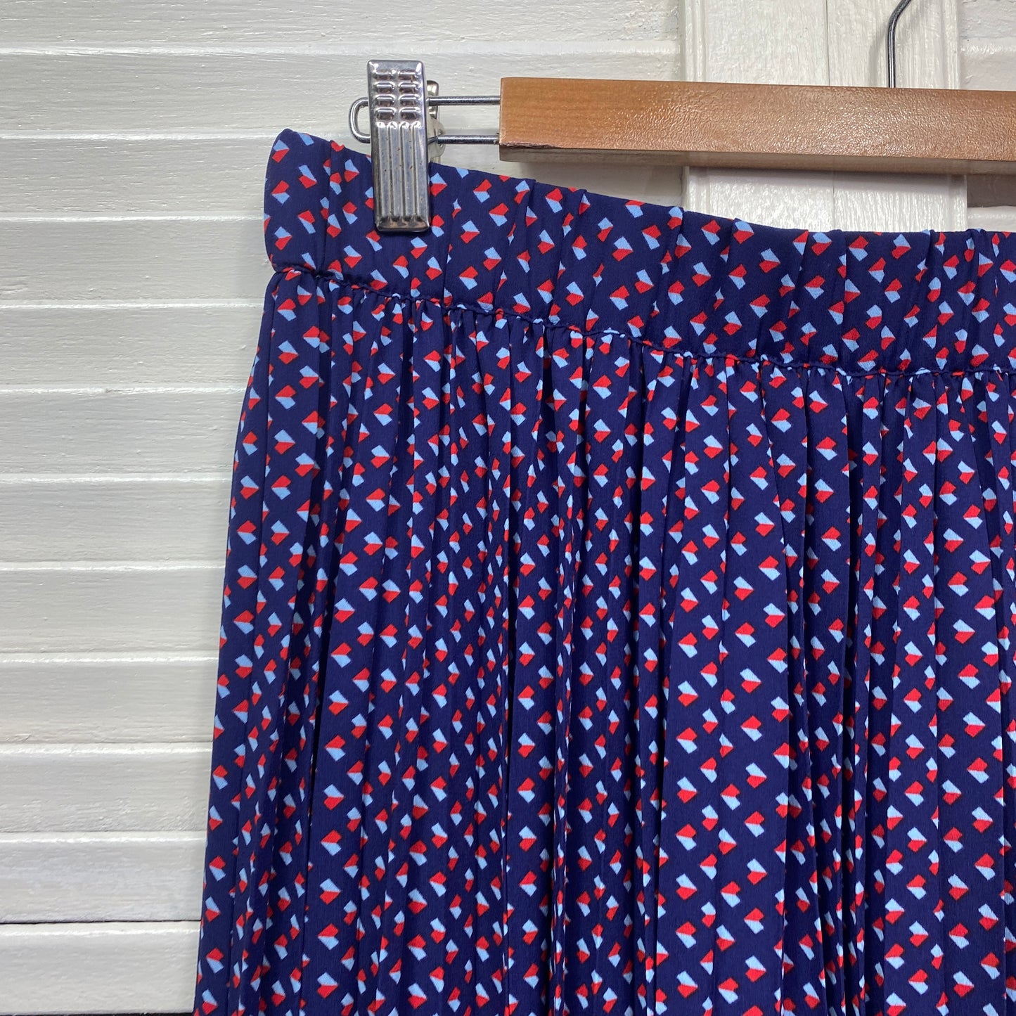 Marcs Skirt Size 14 Blue Pleated Long Lined Elastic Waist