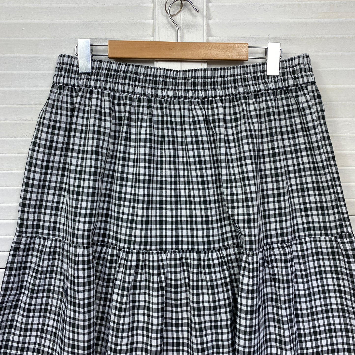 Target Curve Maxi Skirt Size 18 Plus Black White Check Elastic Waist