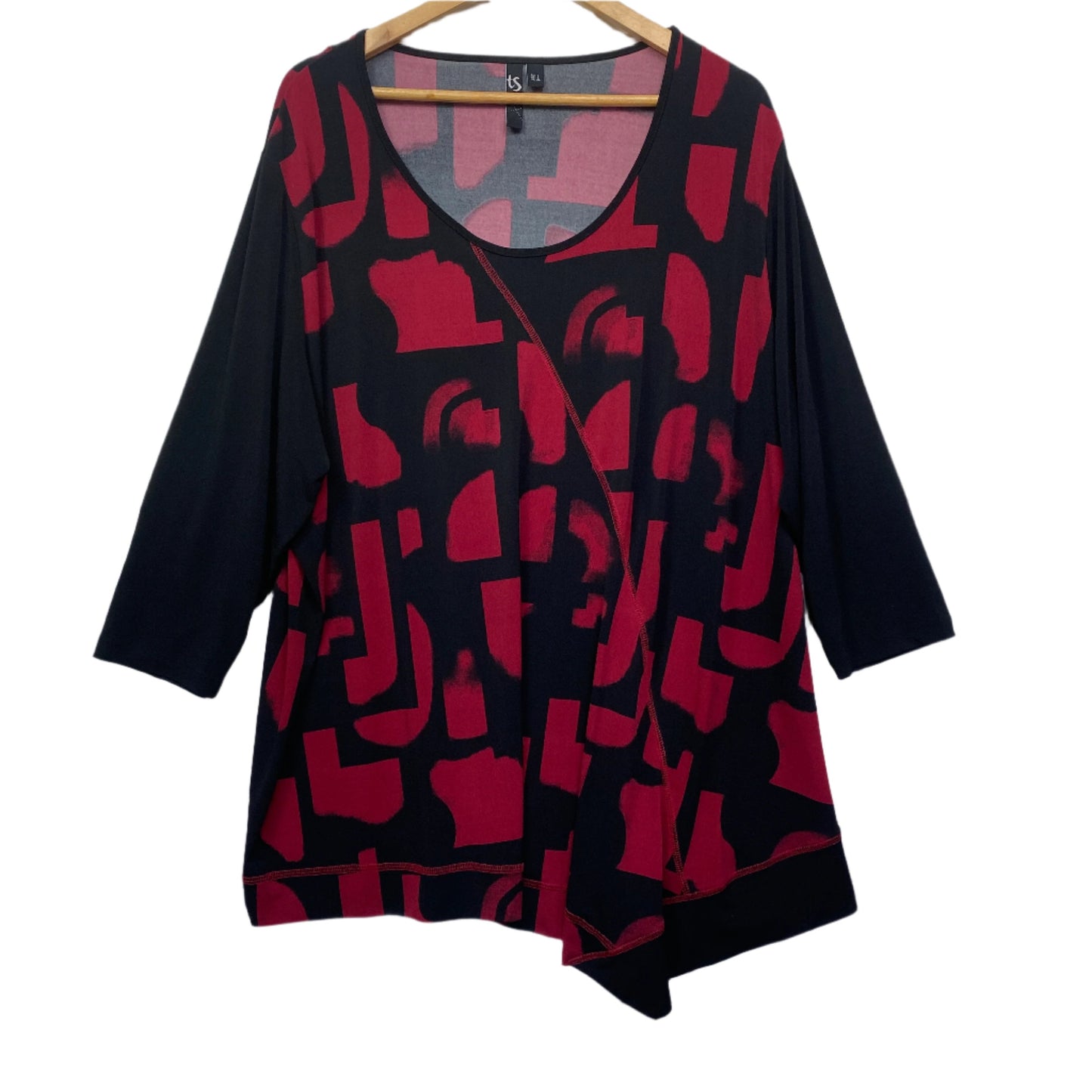 Taking Shape Tunic Top Size 20 Large Long Sleeve Red Black