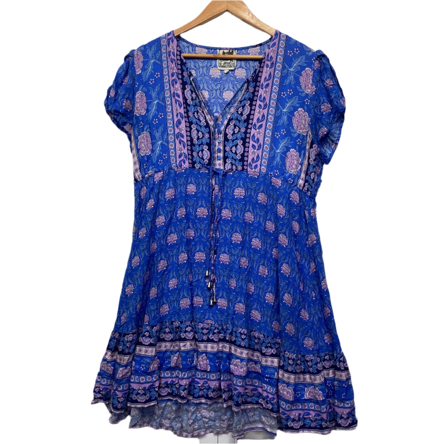 Jaase Boho Dress Size 16 XL Short Sleeve Blue Purple