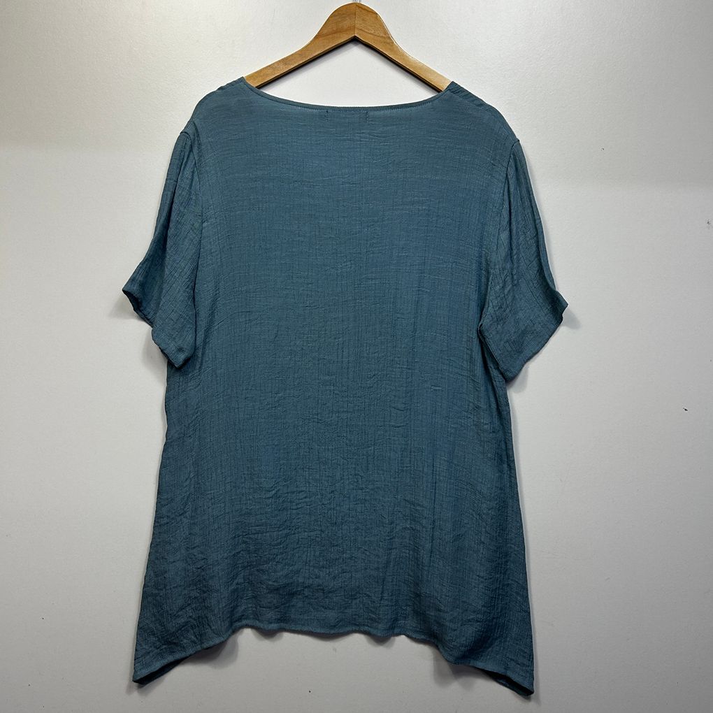 Whispers Blue Linen Top - Size XL