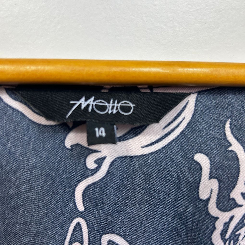 Motto Navy Pink Long Sleeve Top - Size 14