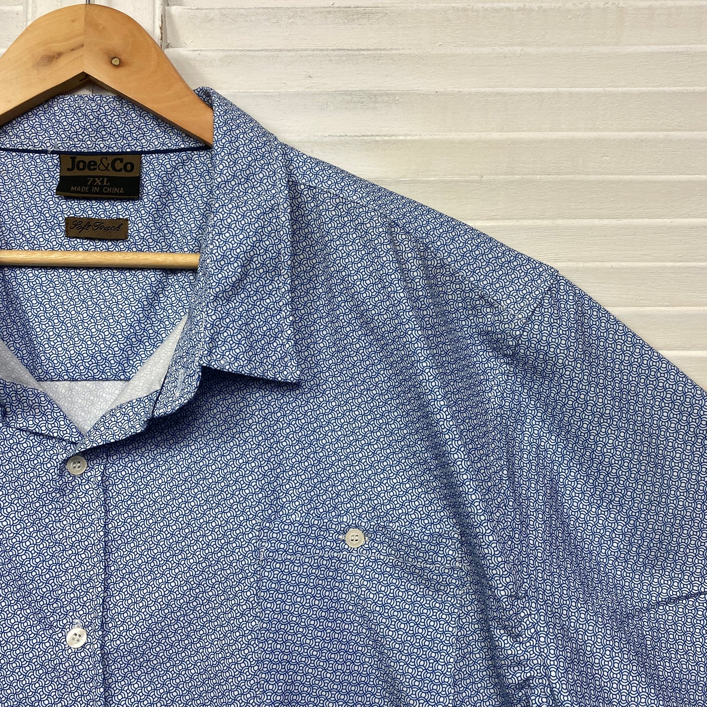 Joe & Co Mens Shirt Size 7XL Short Sleeve Blue