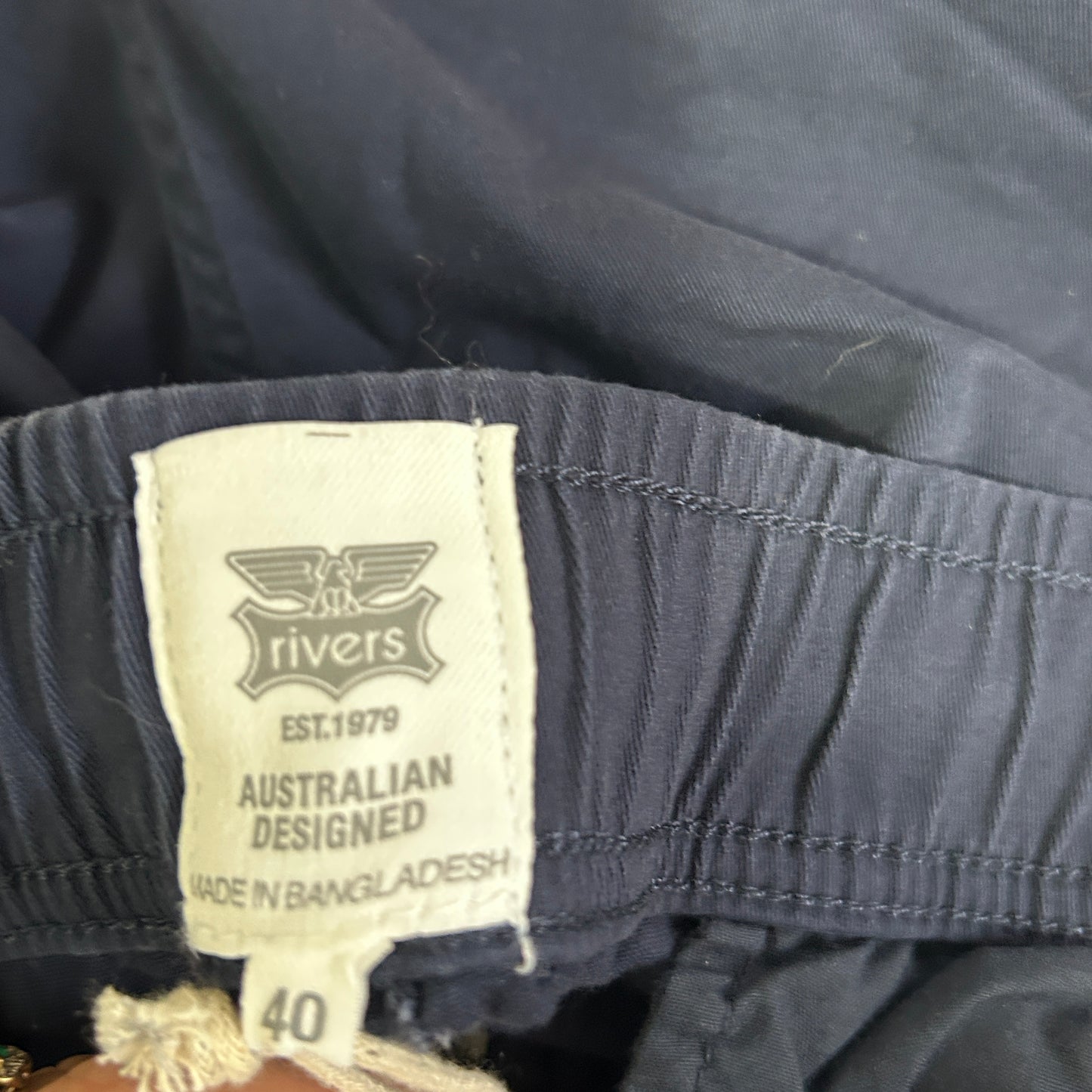 Rivers Mens Navy Drawstring Pants - Size 40