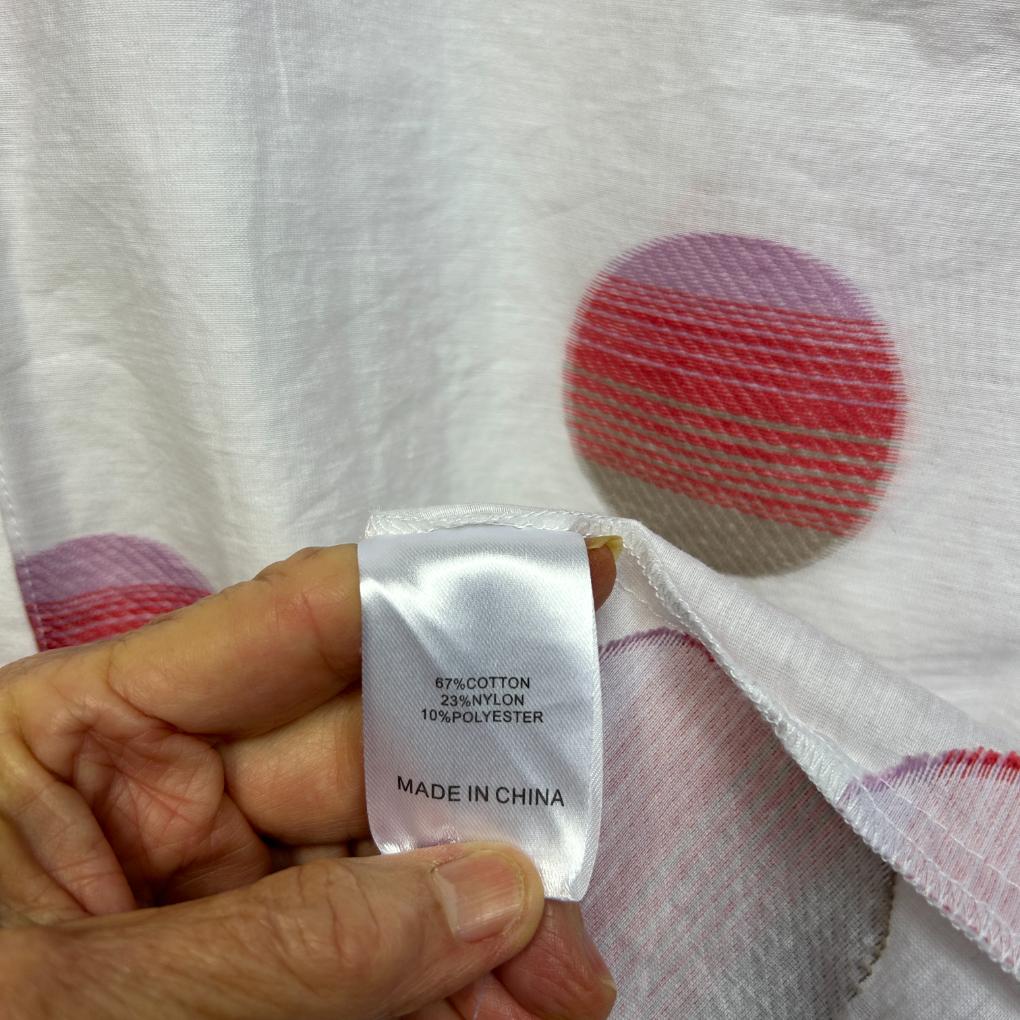 Virtuelle White Multicoloured Cotton Top - Size 20