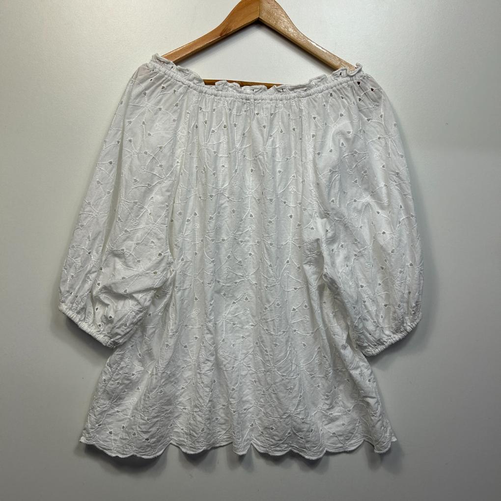 Target White Cotton Broderie Set Top - Size 16