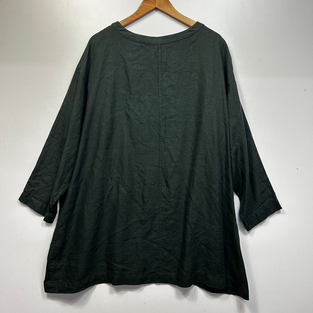 Bedtonic Green Linen Tunic Top - Size L/XL