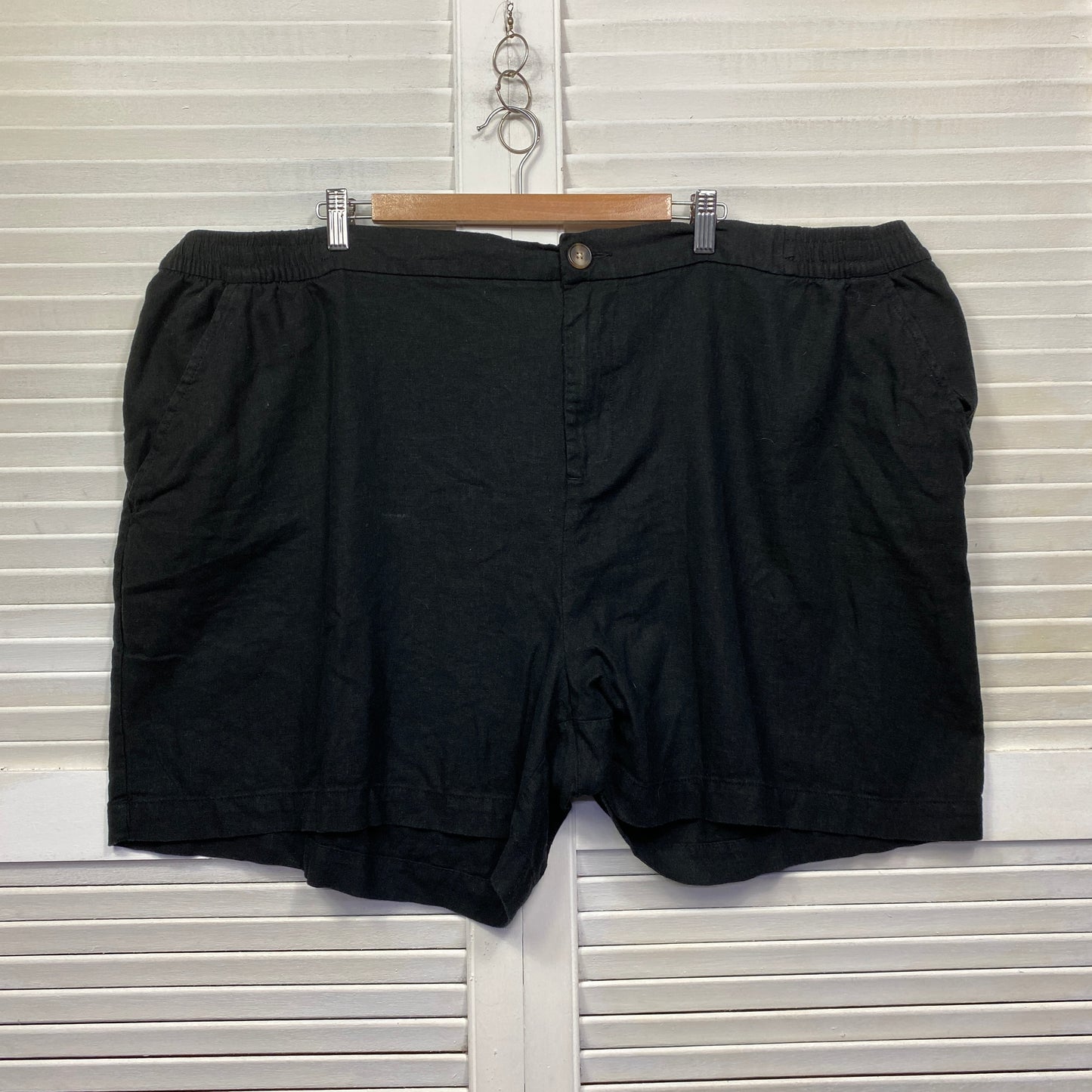 Anko Shorts Size 26 Plus Black Pockets Elastic Waist Linen Blend