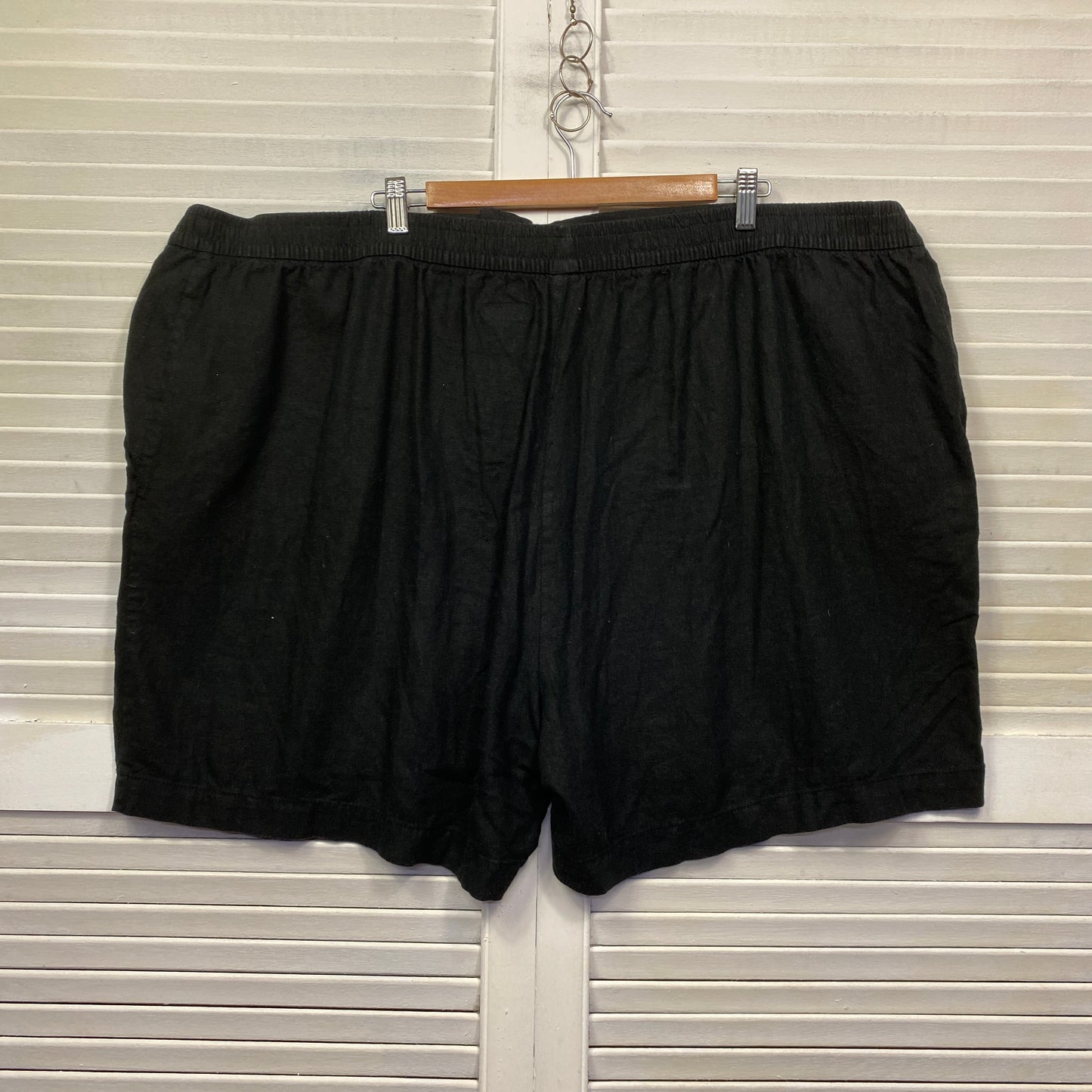 Anko Shorts Size 26 Plus Black Pockets Elastic Waist Linen Blend