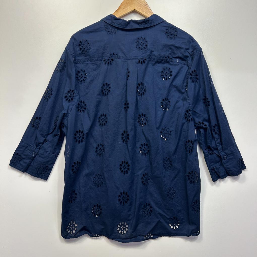 Katies Navy Broderie Top - Size 18