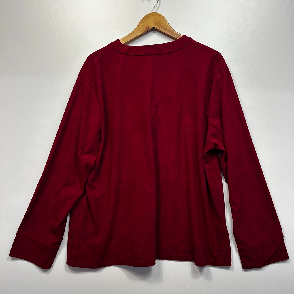 Red Long Sleeve Textured Top - Size 18/20