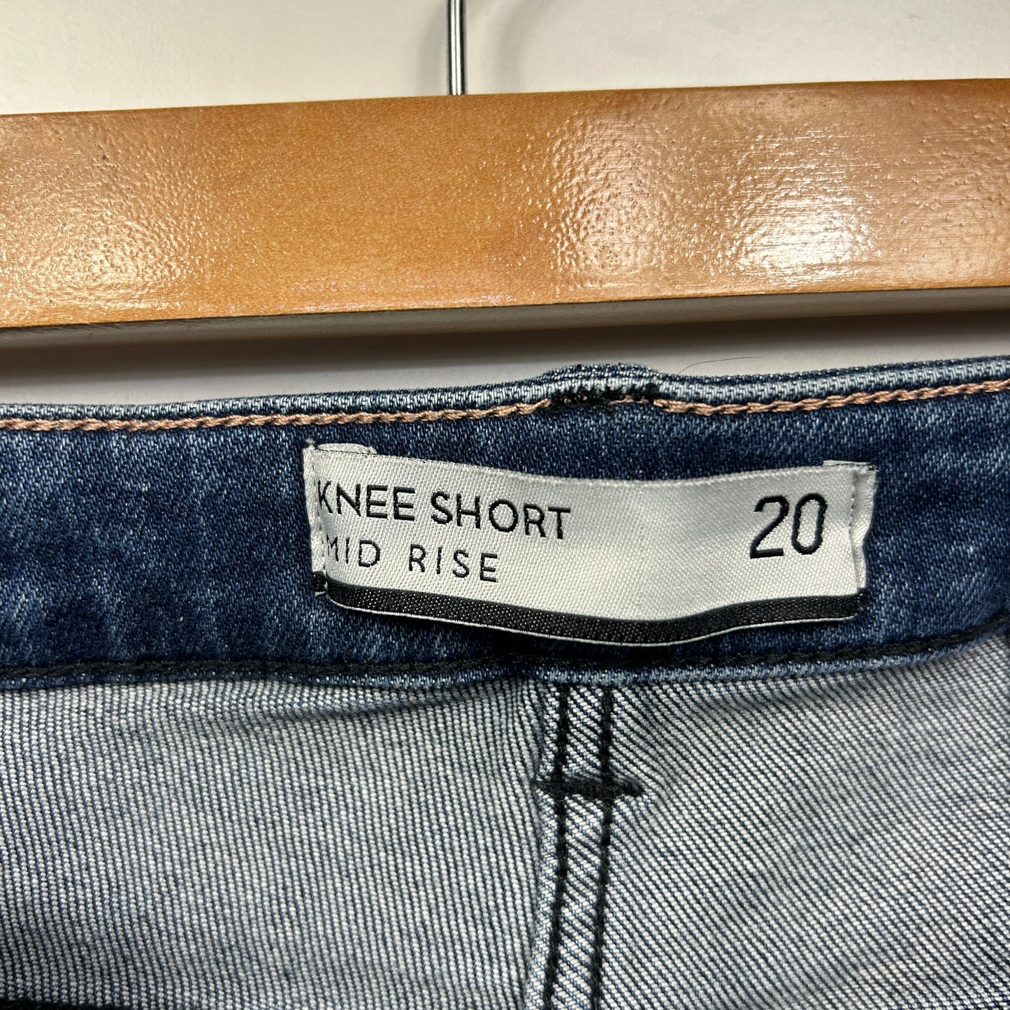 Next Denim Shorts Size 20 Blue Knee Length Mid Rise Pockets Cotton