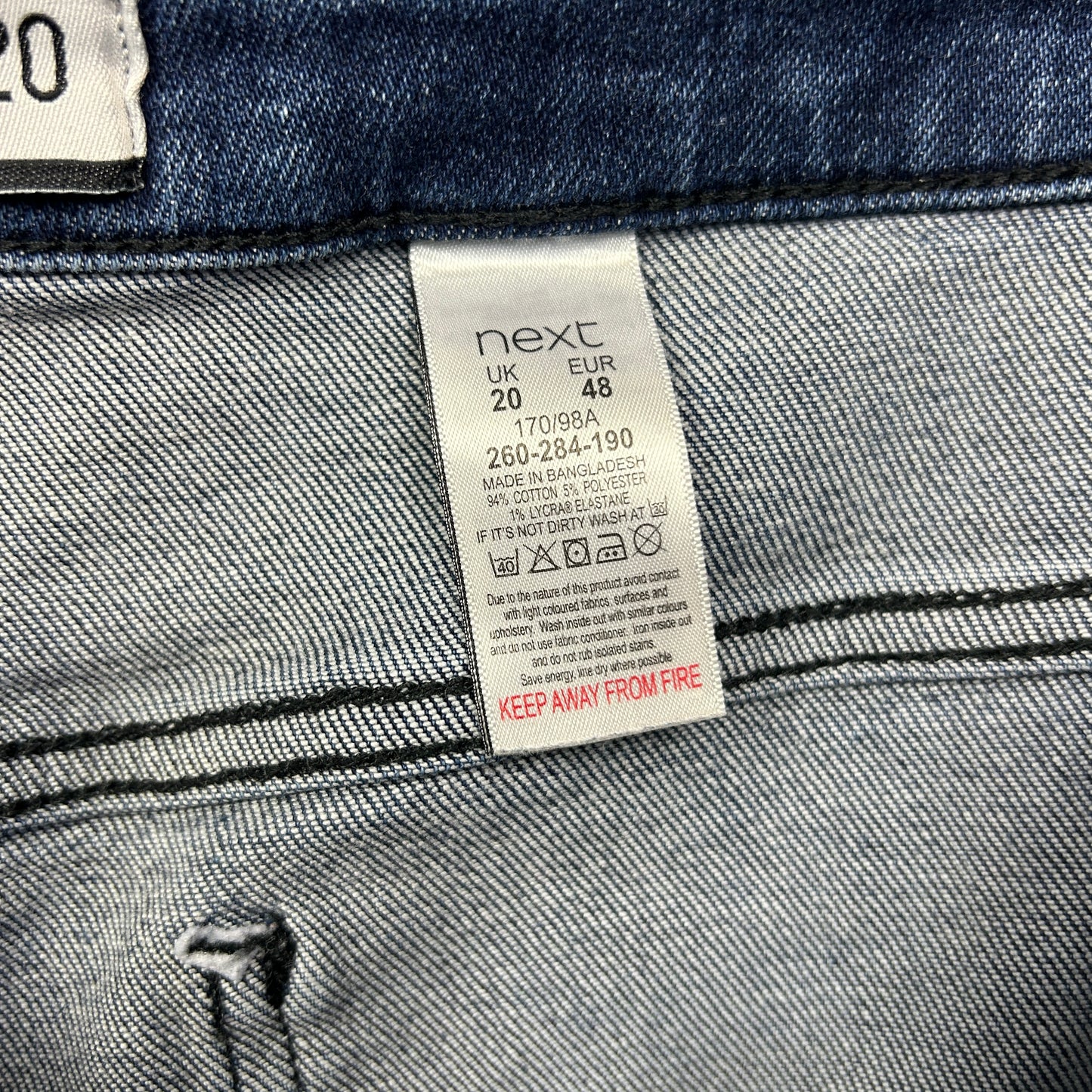 Next Denim Shorts Size 20 Blue Knee Length Mid Rise Pockets Cotton
