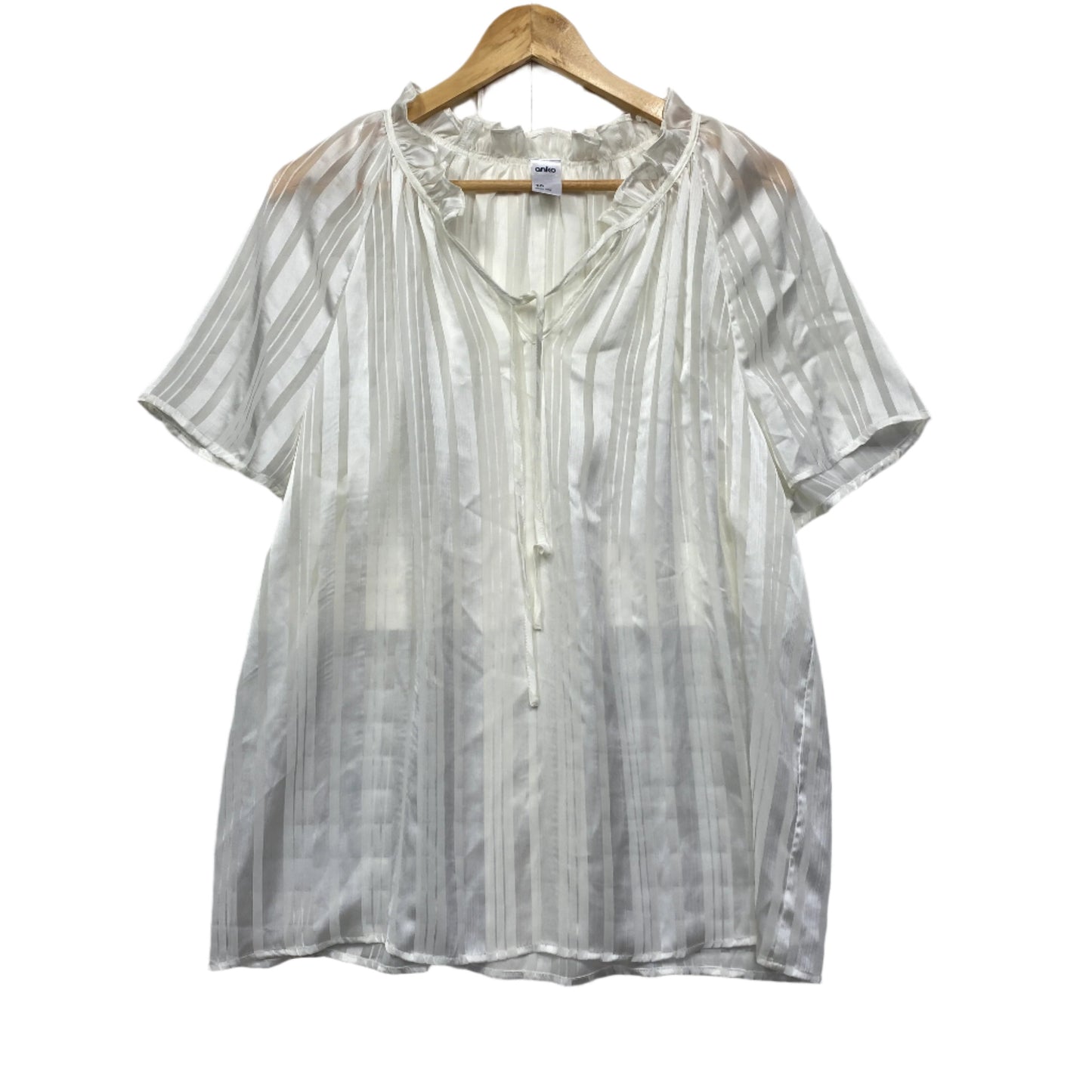 Anko Top Size 16 XL Short Sleeve Sheer Cream