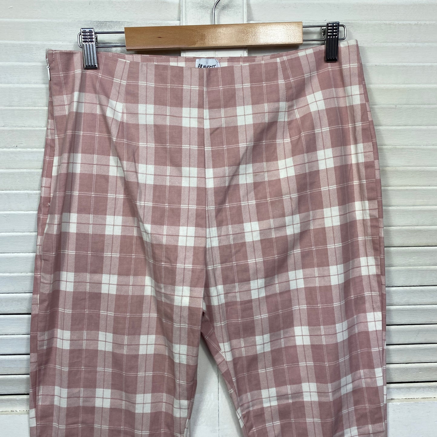 Princess Polly Pants Size 16 Pink White Check Side Zip