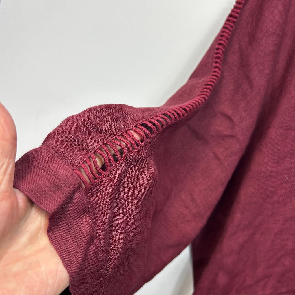 Terzo Millennio Italian Burgundy Linen Top - Size 3X