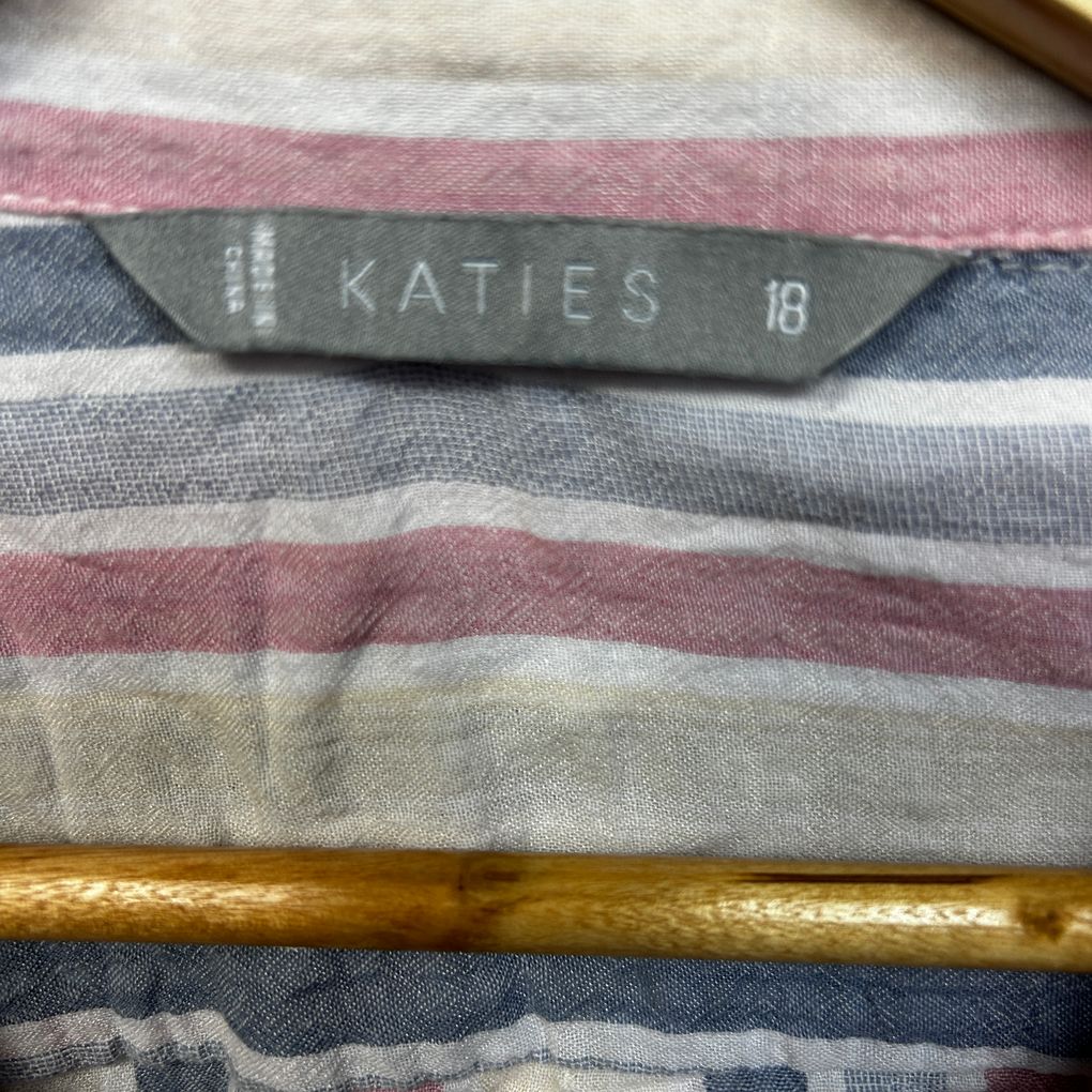 Katies Multicoloured Striped Cotton Shirt - Size 18