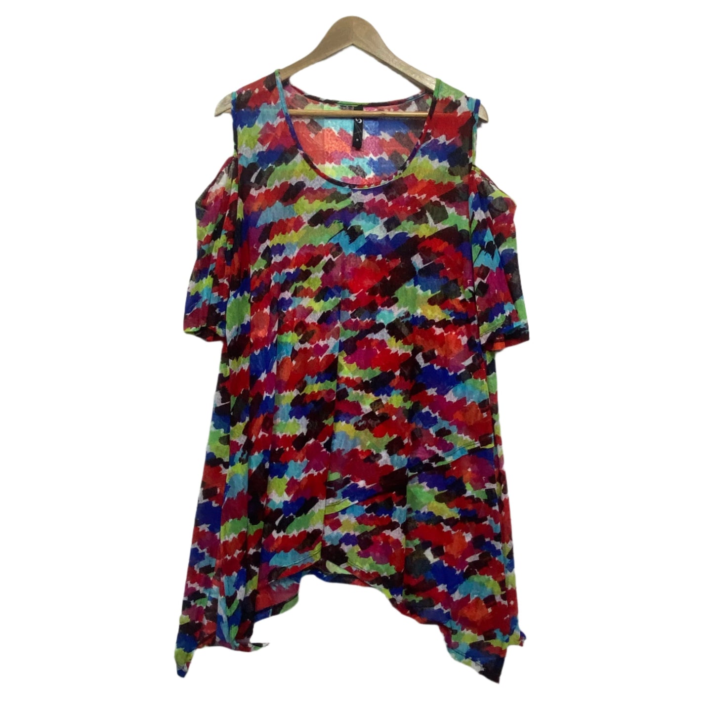 Taking Shape Tunic Top Size 18 Medium Cold Shoulder Sleeve Multicoloured