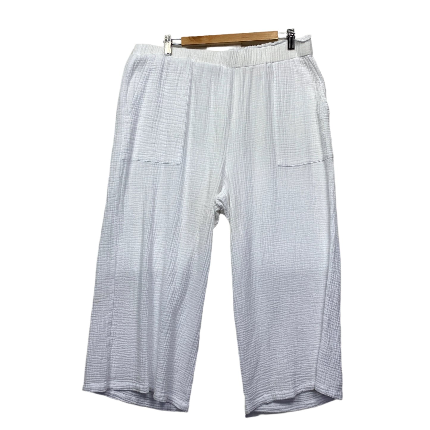 Basics By Threadz Pants Size 3XL White Cropped Pockets